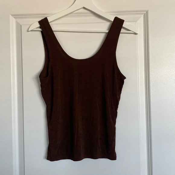 Vintage Brown Mesh Tank - large retro basic party top sleeveless - Picture 1 of 4